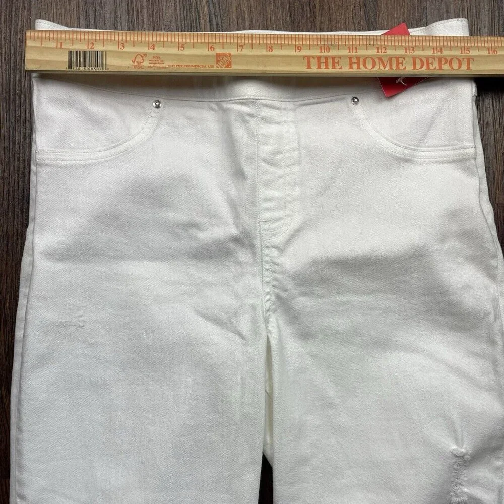 SPANX Distressed Skinny Jean High Waited  Sz L White - Picture 6 of 10
